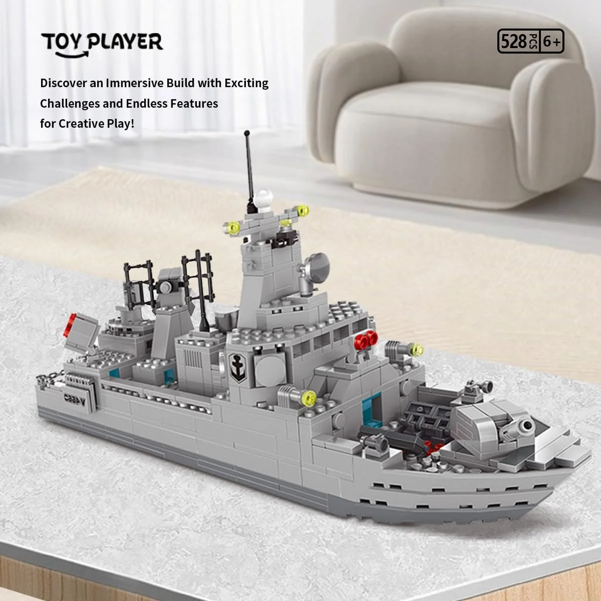 TOY PLAYER Navy Destroyer Building Set Battleship 528pcs Plastic New image 4