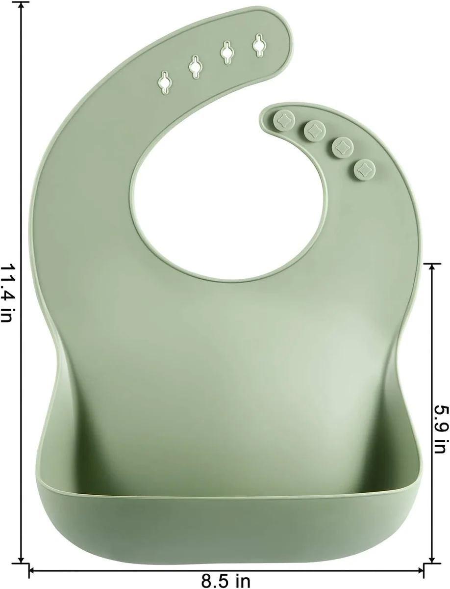 PandaEar Silicone Baby Bibs Set of 3 Waterproof Soft Unisex 10-72 Months Brown/Blue/Green New image 3