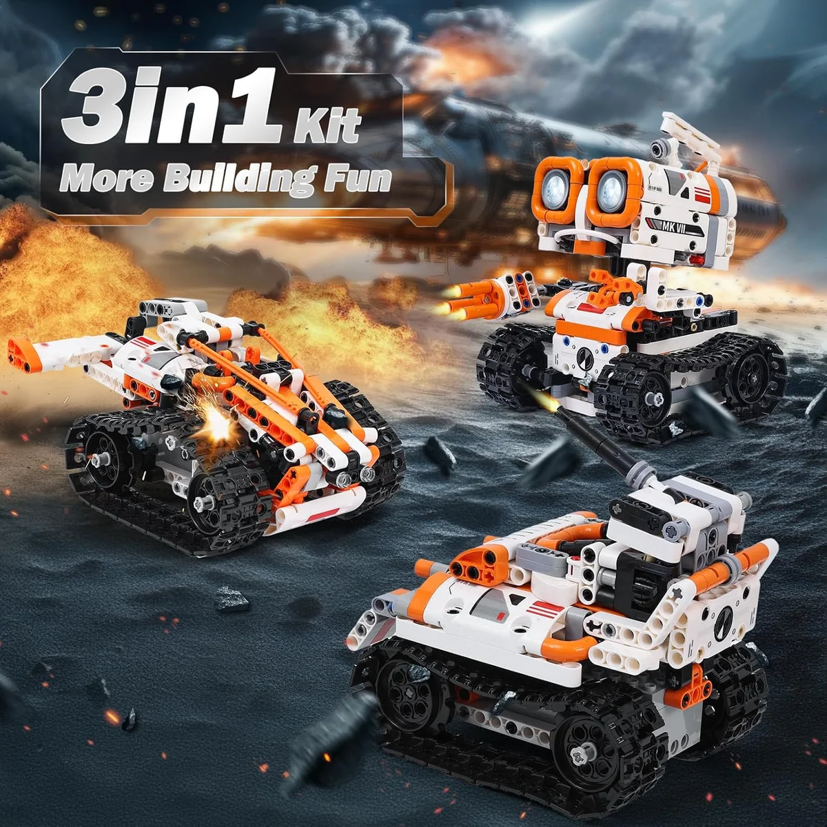 Kyanio STEM Robotics Kit 3-in-1 Remote Control Building Set FC9016 App Robot New image 2