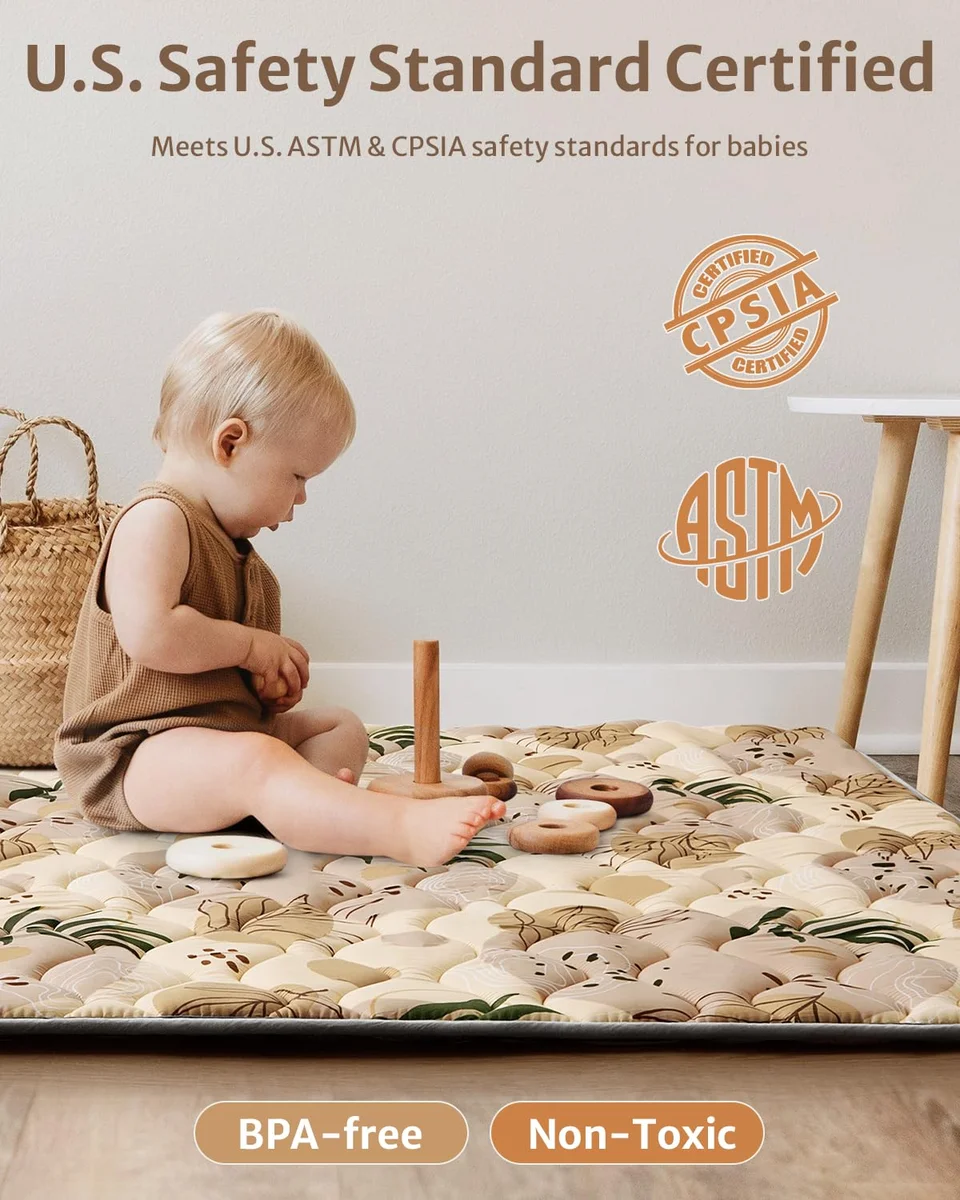 Blissful Diary Baby Play Mats 50x50 WLD03X Non-Slip Machine Washable Earth Tones New image 7