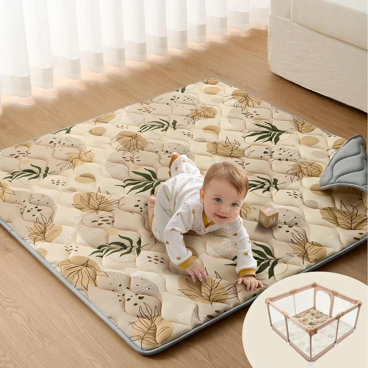 Blissful Diary Baby Play Mats 50x50 WLD03X Non-Slip Machine Washable Earth Tones New