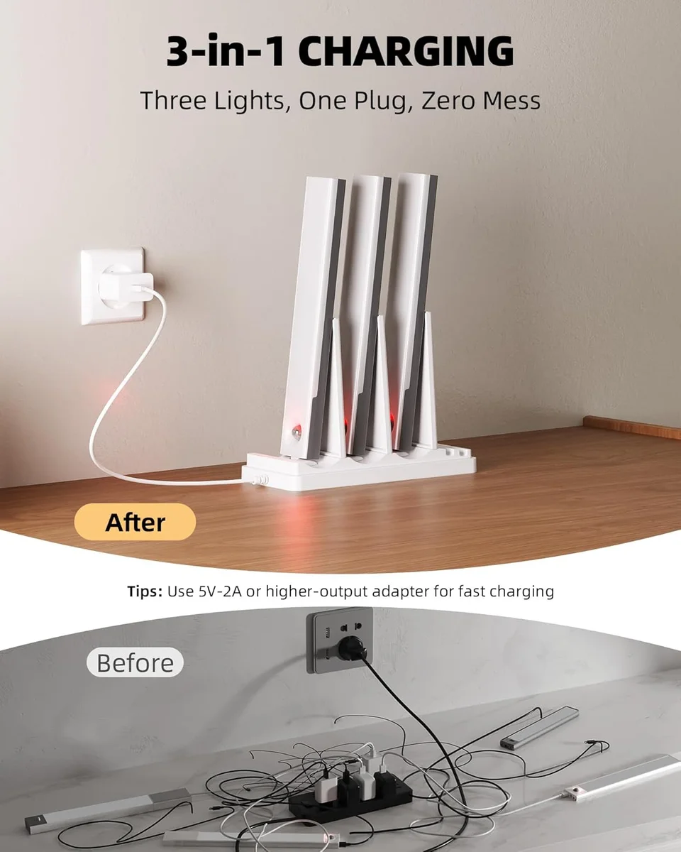 EZVALO Under Cabinet Lighting EZL2414A_6S 2000mAh Rechargeable Wireless Motion Sensor 3 Color Temps 6Pack with Station New image 5