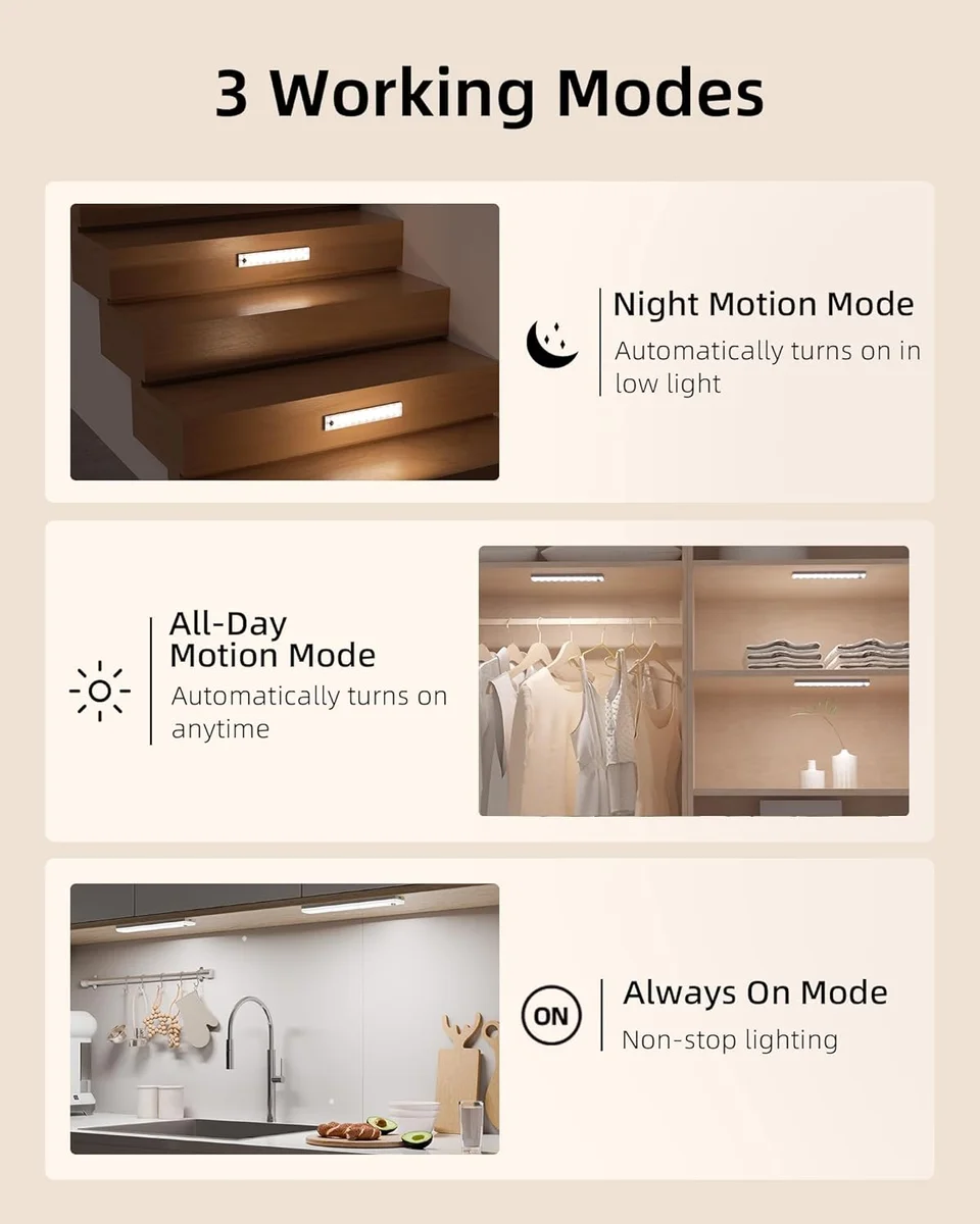 EZVALO Under Cabinet Lighting EZL2414A_6S 2000mAh Rechargeable Wireless Motion Sensor 3 Color Temps 6Pack with Station New image 7