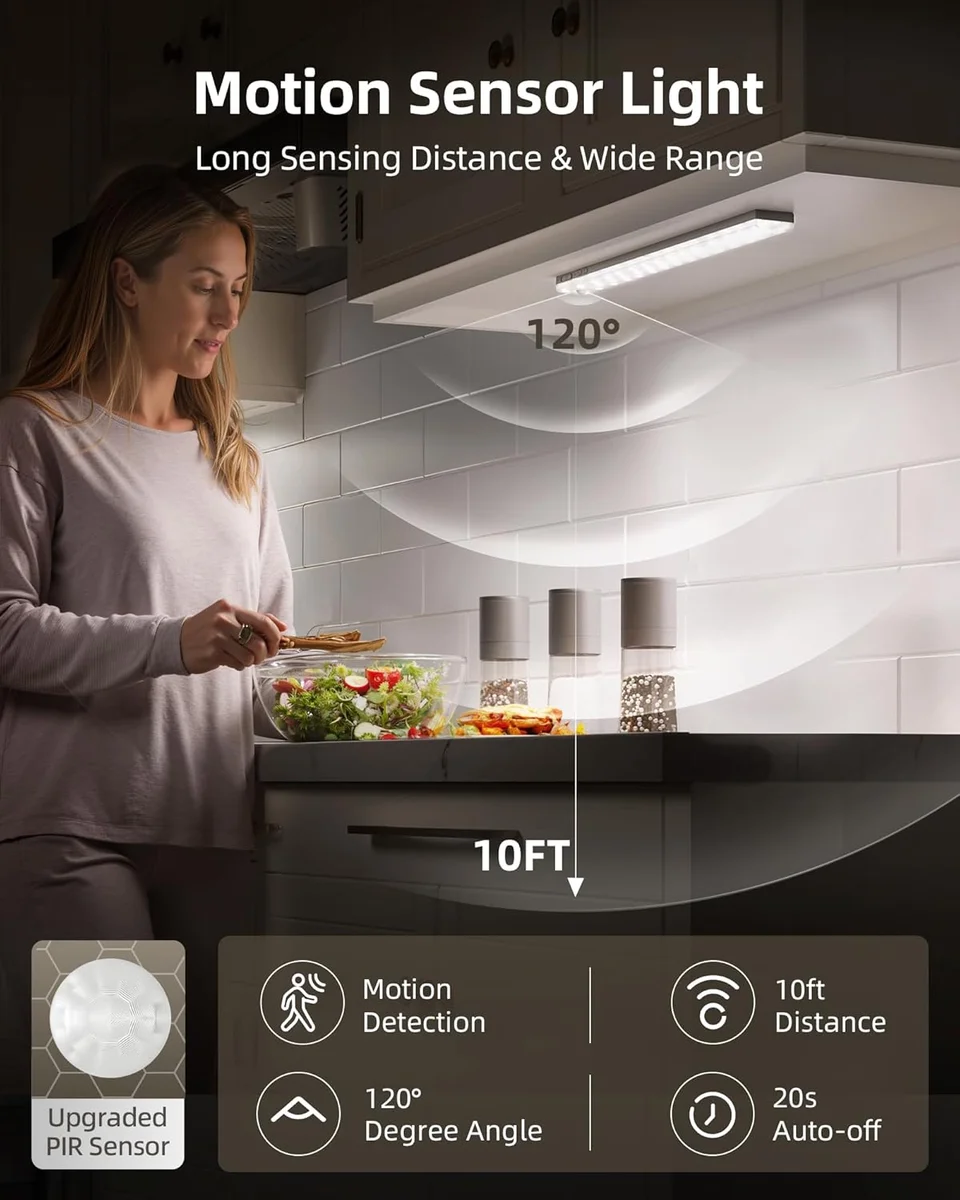 EZVALO Under Cabinet Lighting EZL2414A_6S 2000mAh Rechargeable Wireless Motion Sensor 3 Color Temps 6Pack with Station New image 2