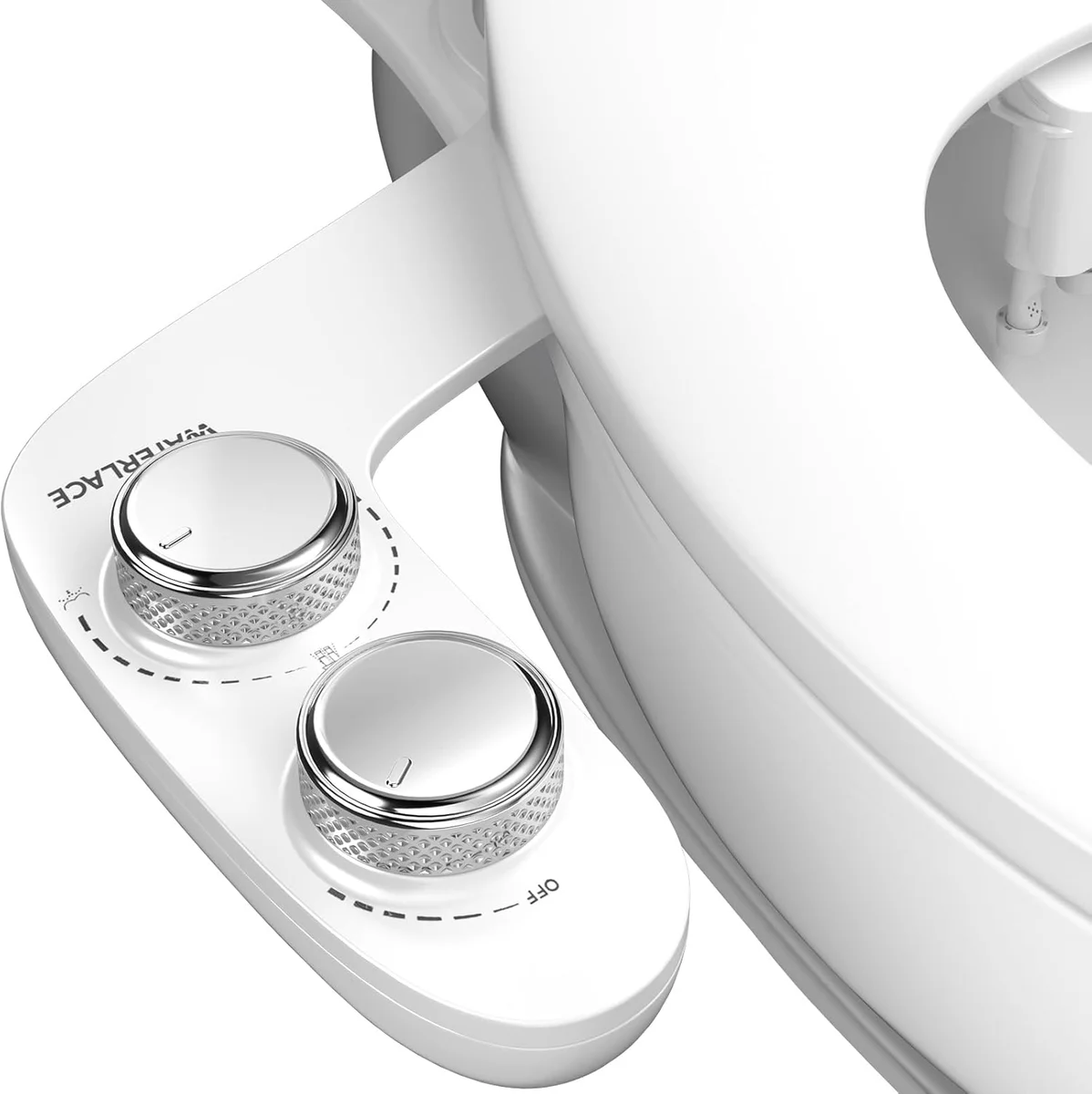 WATERLACE Bidet Attachment for Toilet Non Electric Dual Nozzle Adjustable Water Pressure Plastic New