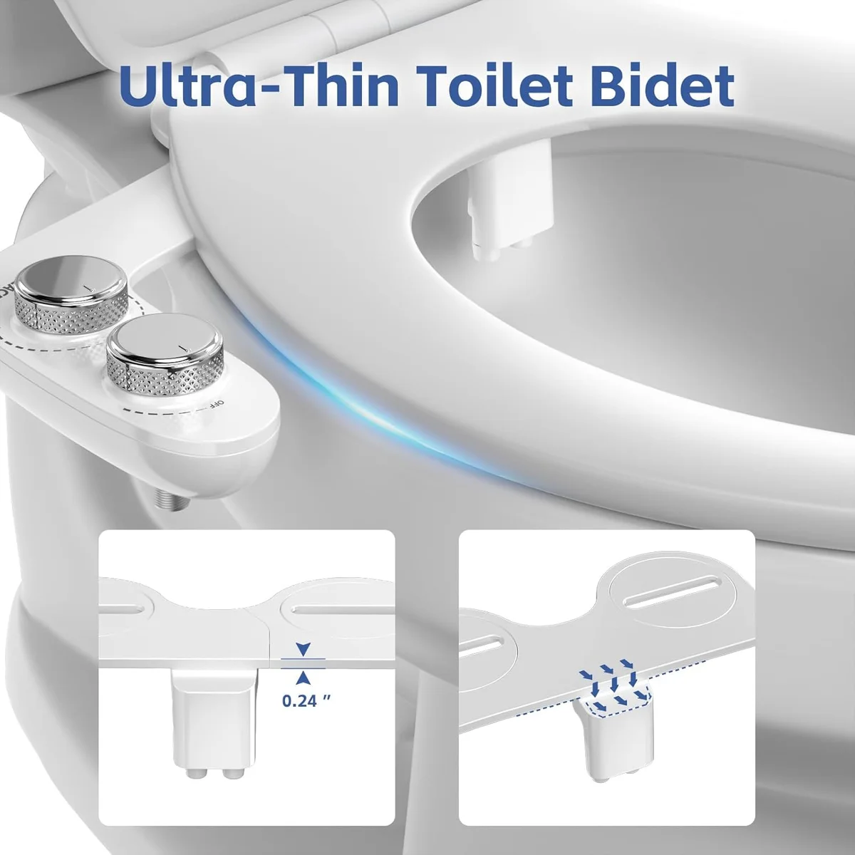 WATERLACE Bidet Attachment for Toilet Non Electric Dual Nozzle Adjustable Water Pressure Plastic New image 4