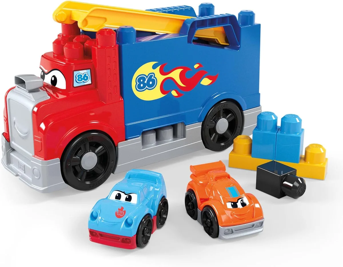 Mega Bloks First Builders Toddler Building Blocks Toy Set Build & Race Rig 19 Pieces Red New image 5