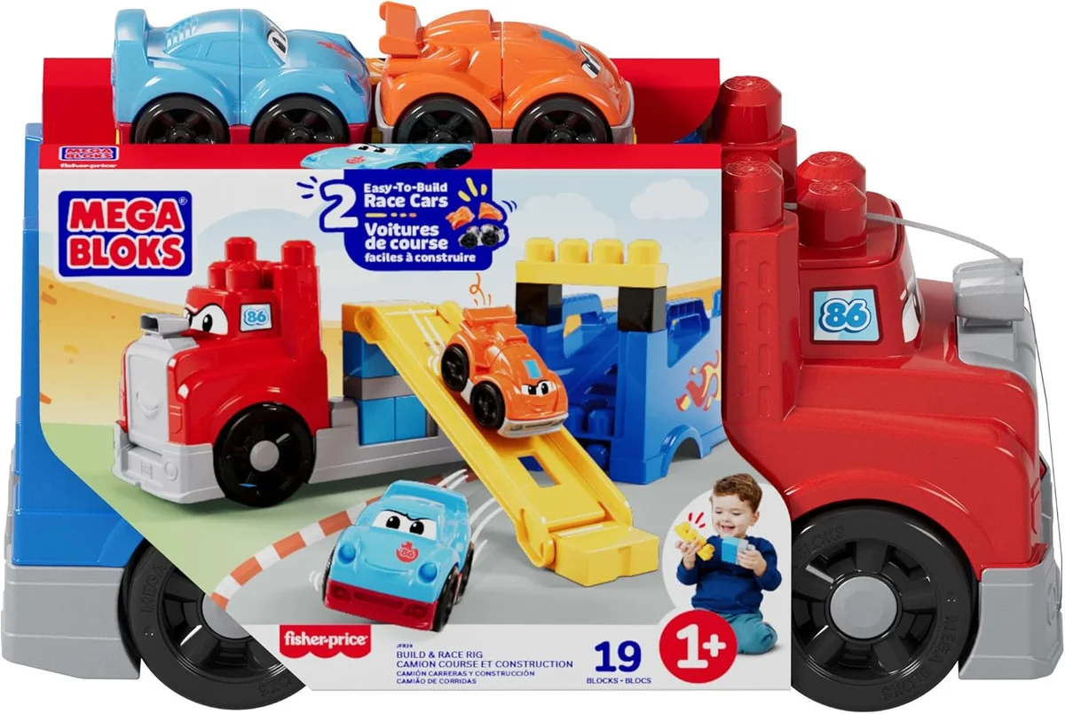 Mega Bloks First Builders Toddler Building Blocks Toy Set Build & Race Rig 19 Pieces Red New image 7