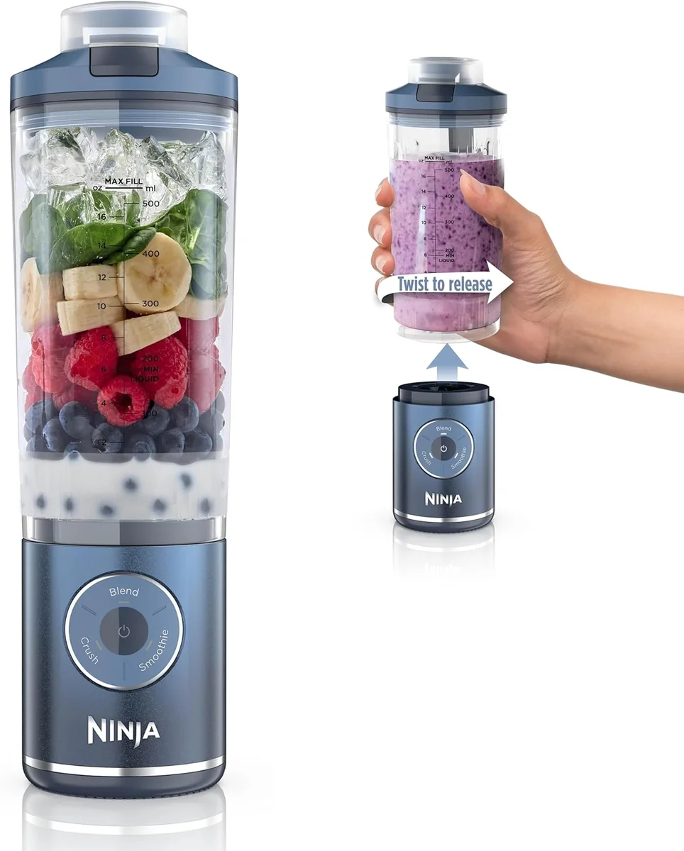 Ninja Blast Max Portable Blender BC251NV 22 oz Cordless Ice Crush Navy New
