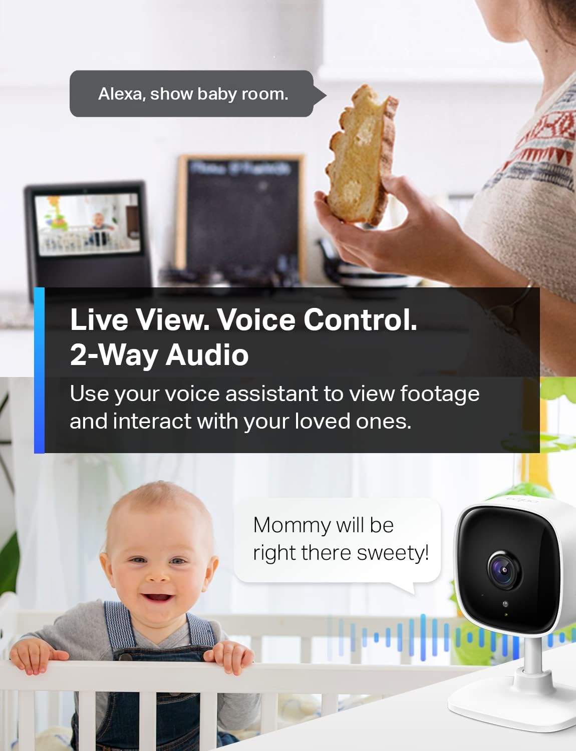 TP-Link Tapo 1080P Indoor Security Camera for Baby Monitor, Dog Camera w/Motion Detection, 2-Way Audio Siren, Night Vision, Cloud & SD Card Storage, Works w/Alexa & Google Home (Tapo C100) image 4