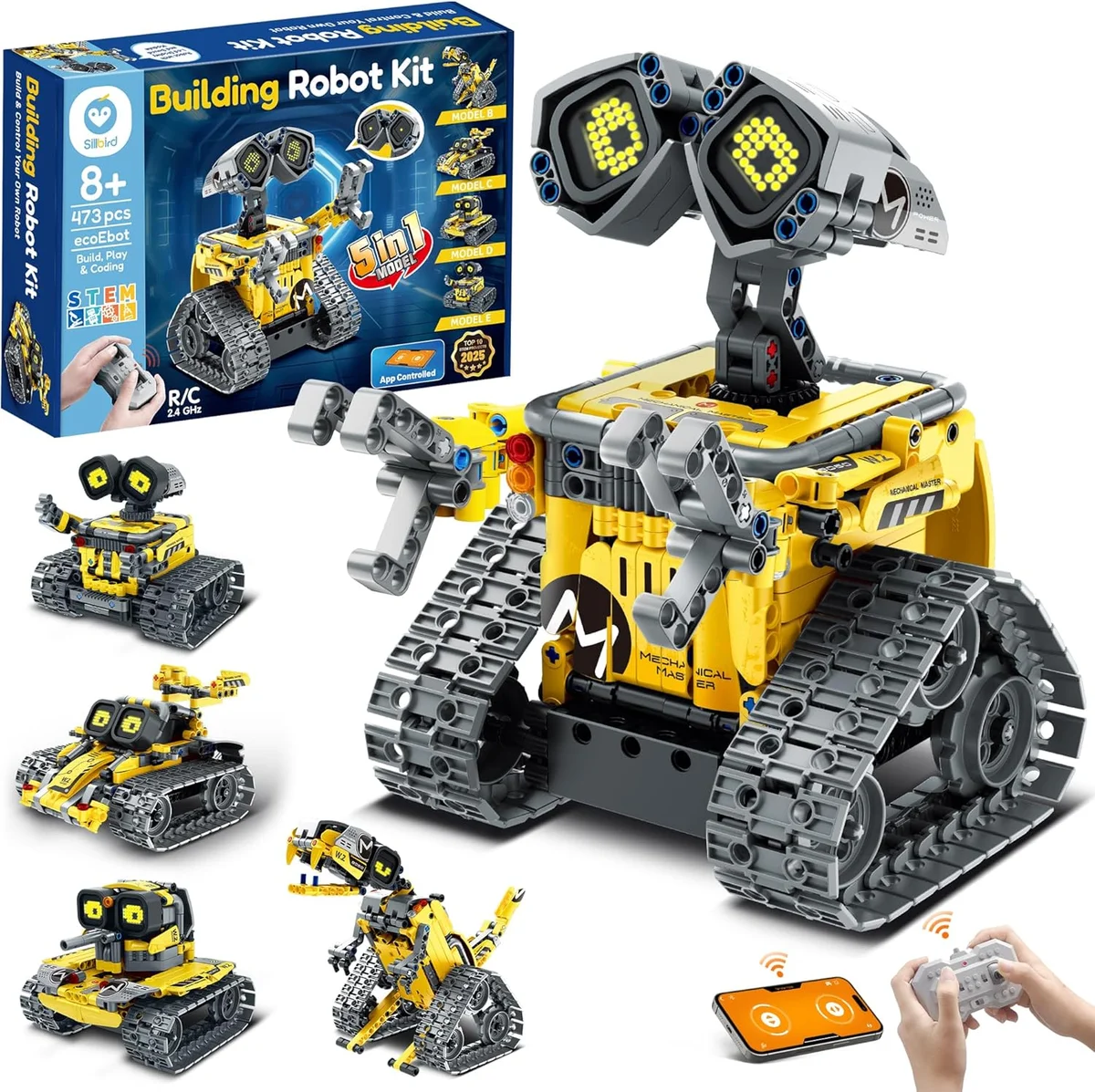 Sillbird Robot Building Kit Remote Control 5-in-1 Models Yellow New
