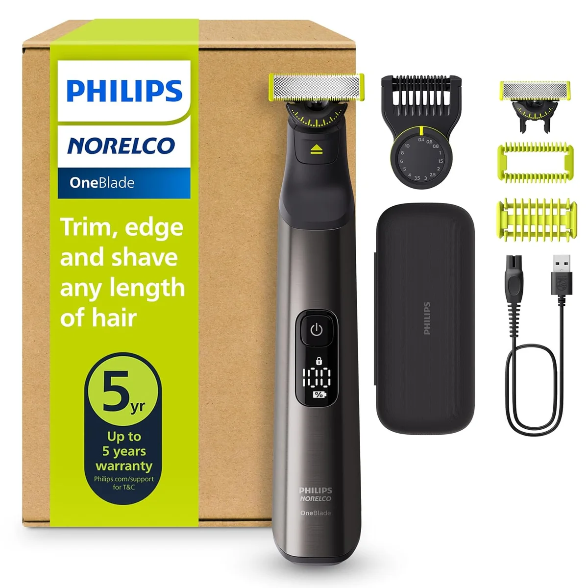 Philips Norelco OneBlade 360 Pro Face + Body Hybrid Electric Beard Trimmer QP6552/90 360 Blade Technology Black New