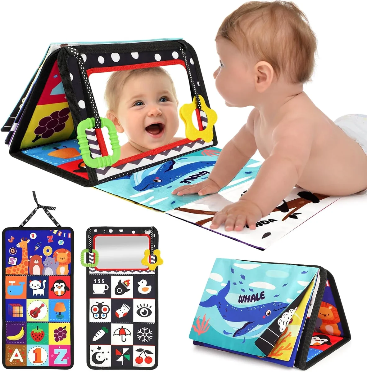 URMYWO Tummy Time Toys Black and White High Contrast Baby Mirror JZB01 - Multicolored - New