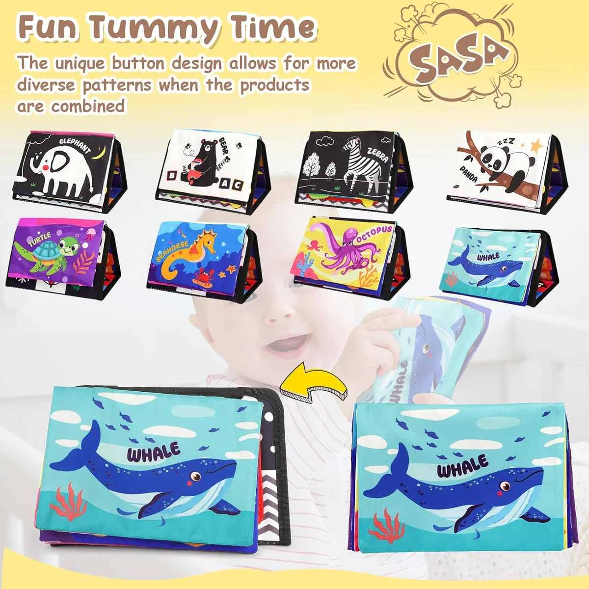 URMYWO Tummy Time Toys Black and White High Contrast Baby Mirror JZB01 - Multicolored - New image 3