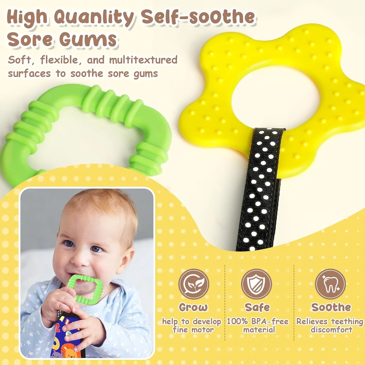 URMYWO Tummy Time Toys Black and White High Contrast Baby Mirror JZB01 - Multicolored - New image 5