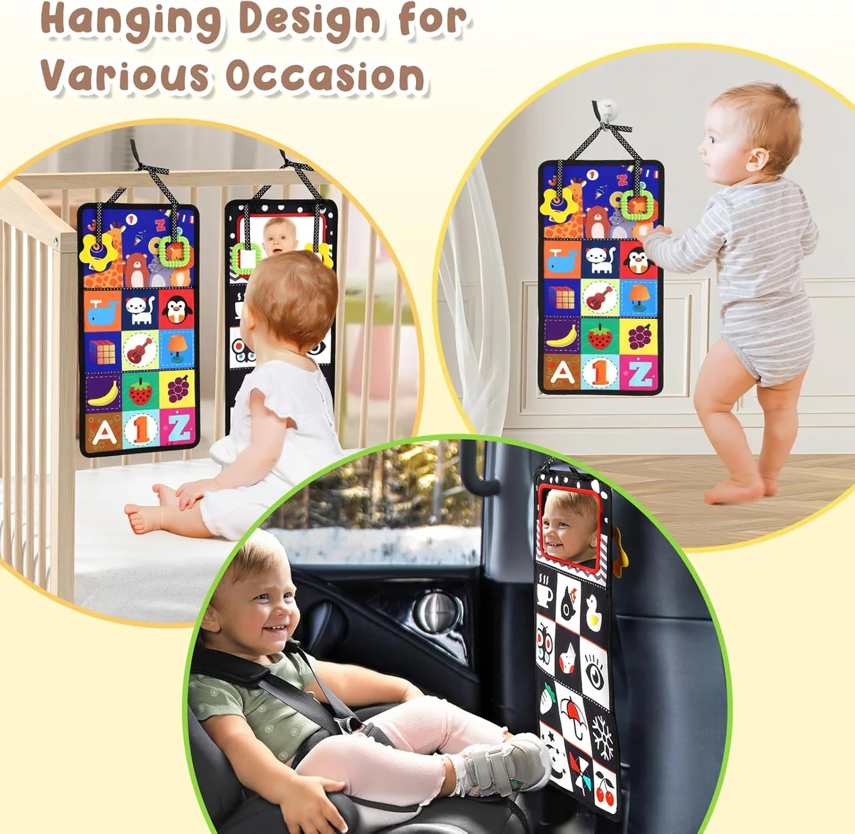 URMYWO Tummy Time Toys Black and White High Contrast Baby Mirror JZB01 - Multicolored - New image 7