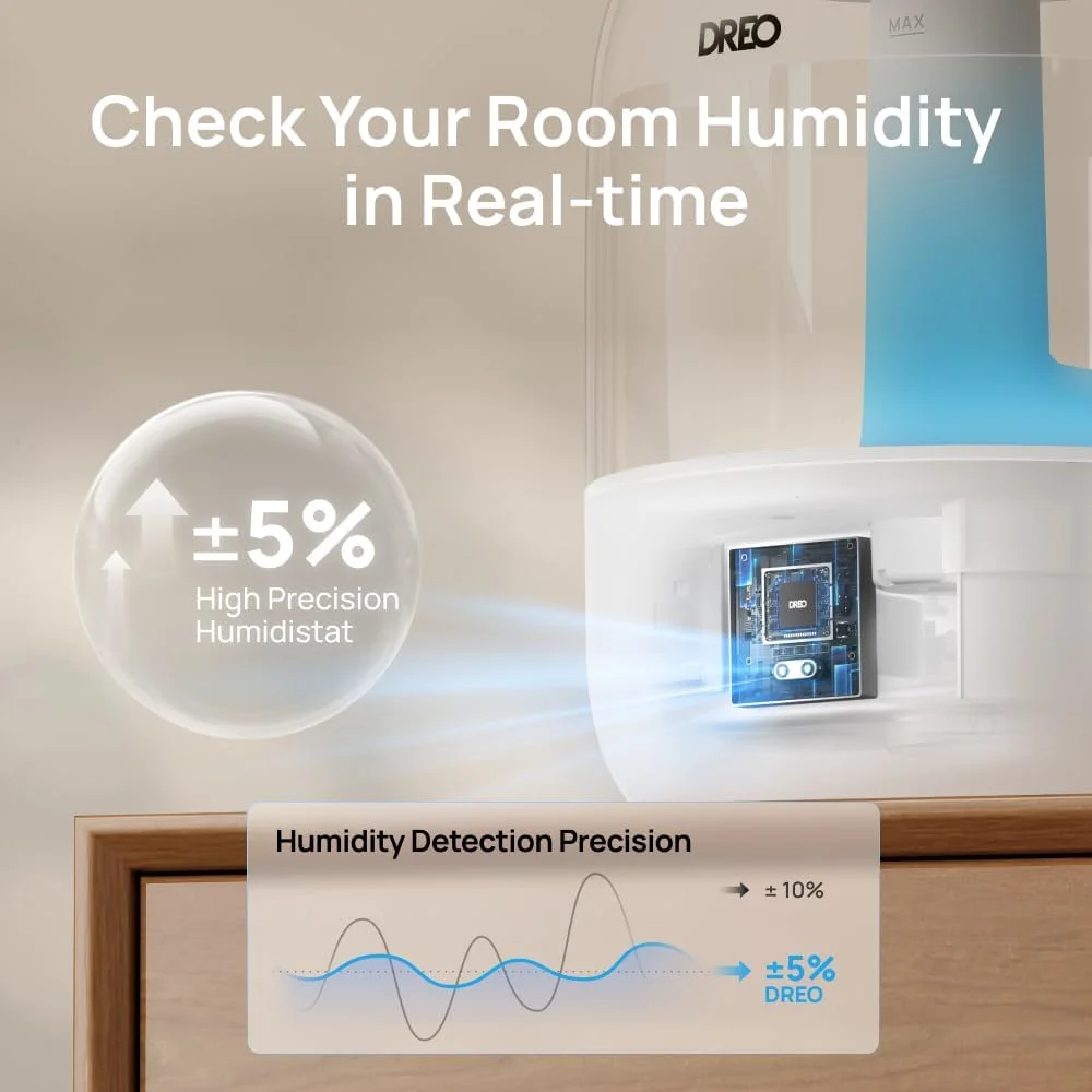 DREO Humidifier for Bedroom DR-HHM006 3L Top Fill 30H Runtime 26dB Quiet Pearl White New image 4