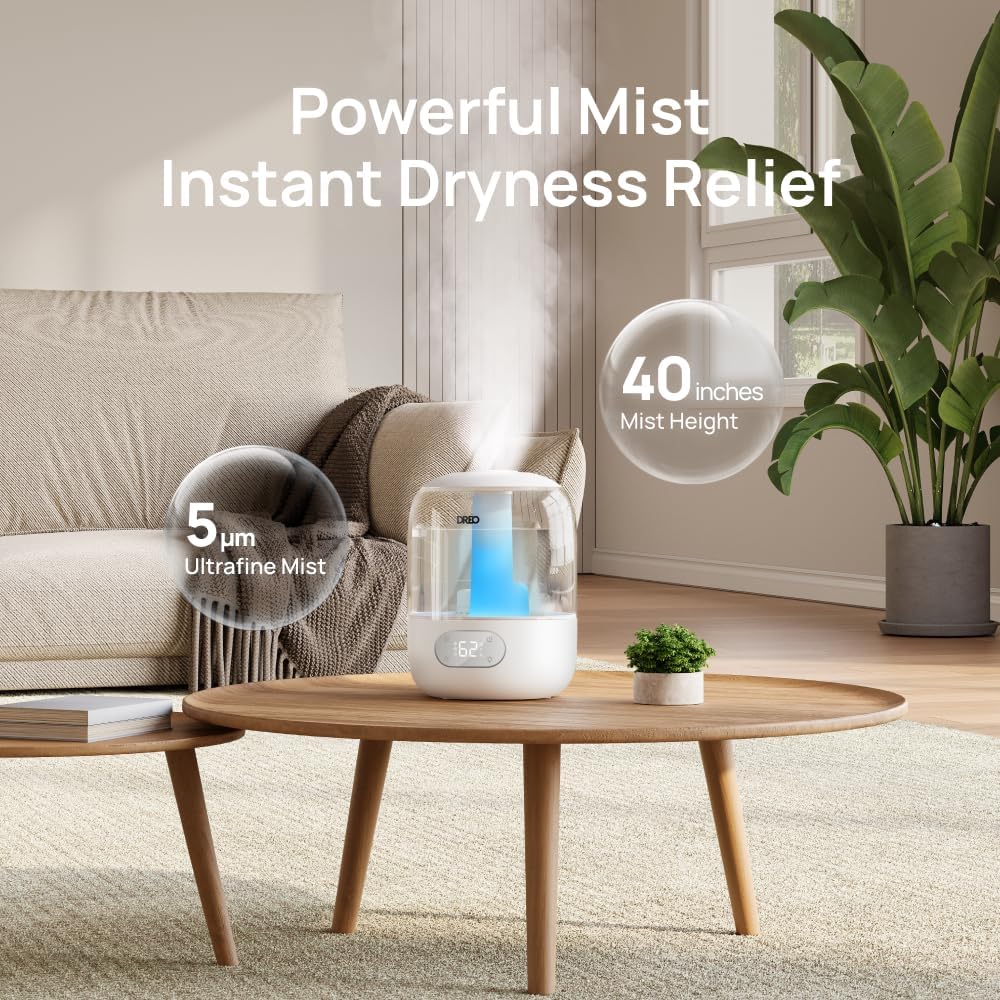 DREO Humidifier for Bedroom DR-HHM006 3L Top Fill 30H Runtime 26dB Quiet Pearl White New image 5
