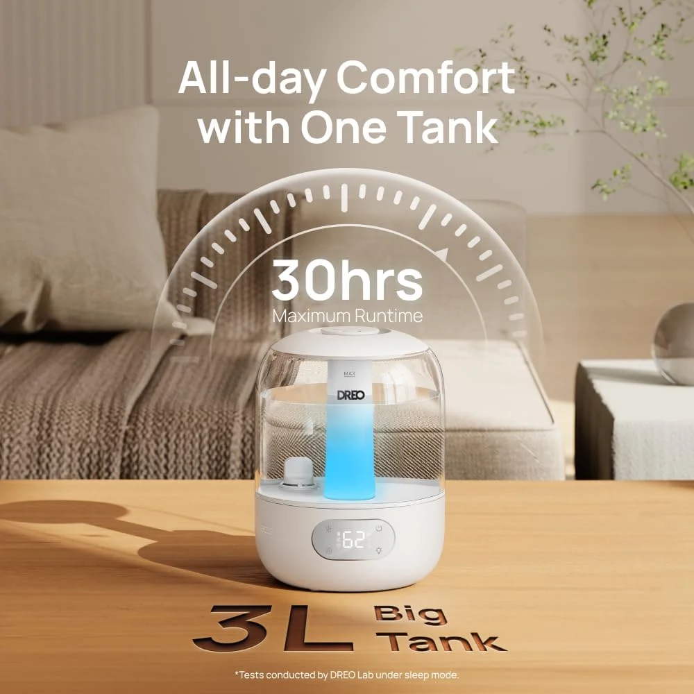DREO Humidifier for Bedroom DR-HHM006 3L Top Fill 30H Runtime 26dB Quiet Pearl White New image 6