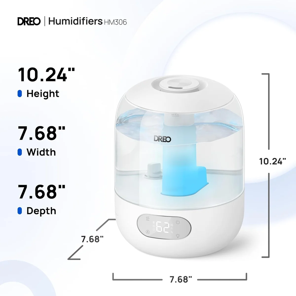 DREO Humidifier for Bedroom DR-HHM006 3L Top Fill 30H Runtime 26dB Quiet Pearl White New image 8
