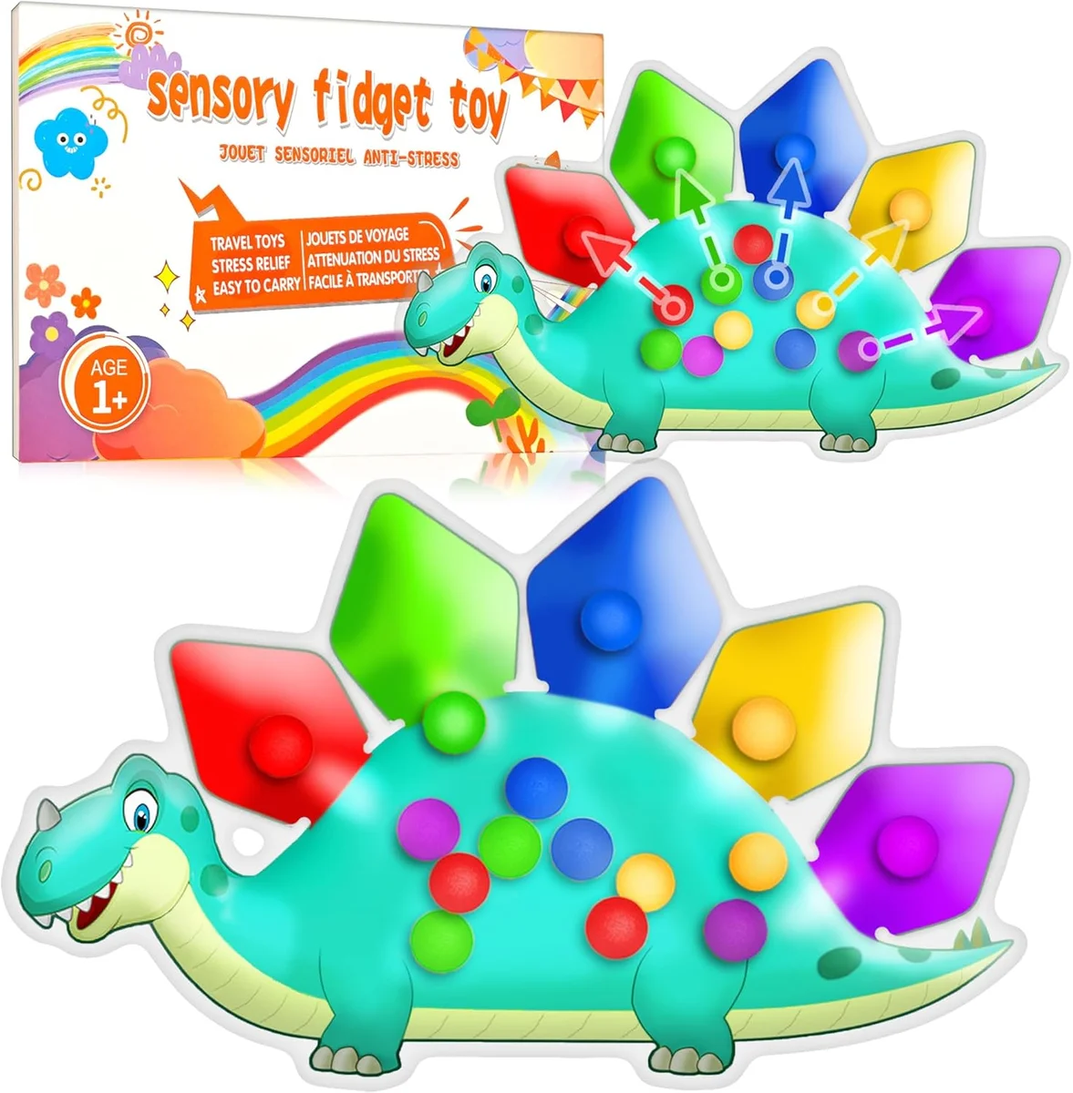 UIIOPJIOM Dinosaur Color Sorting Sensory Toy 5.5" x 8.5" Plastic New
