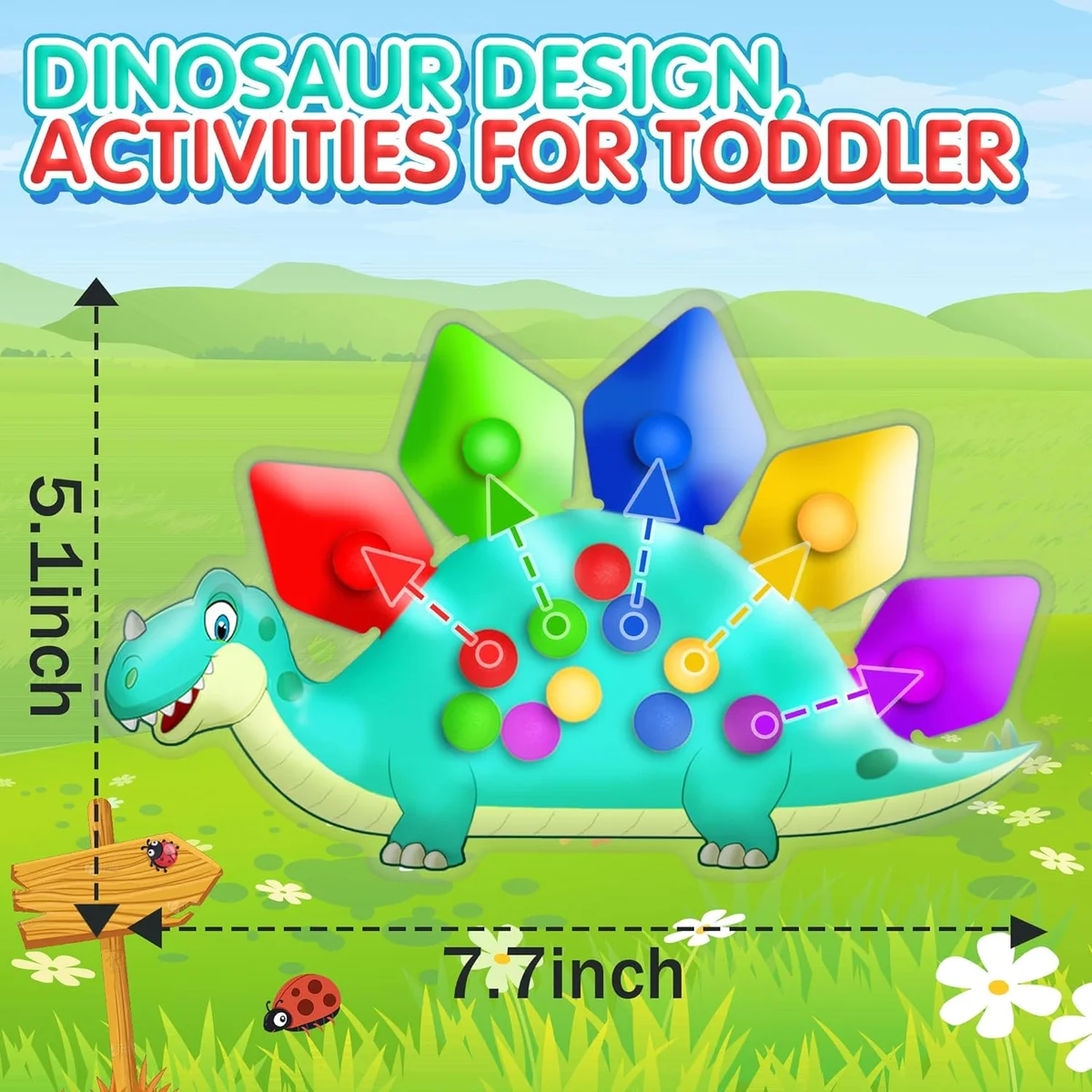 UIIOPJIOM Dinosaur Color Sorting Sensory Toy 5.5" x 8.5" Plastic New image 2