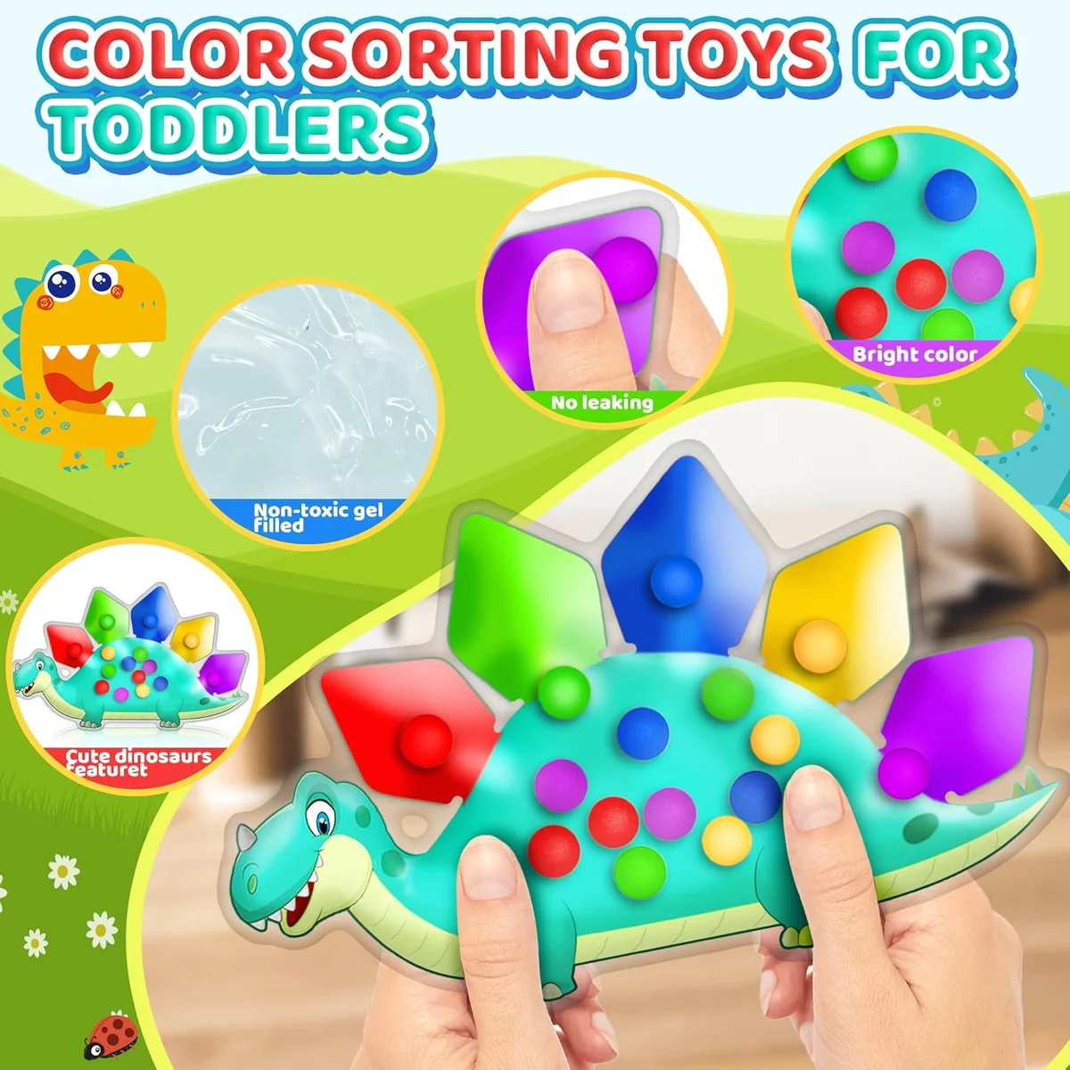 UIIOPJIOM Dinosaur Color Sorting Sensory Toy 5.5" x 8.5" Plastic New image 3