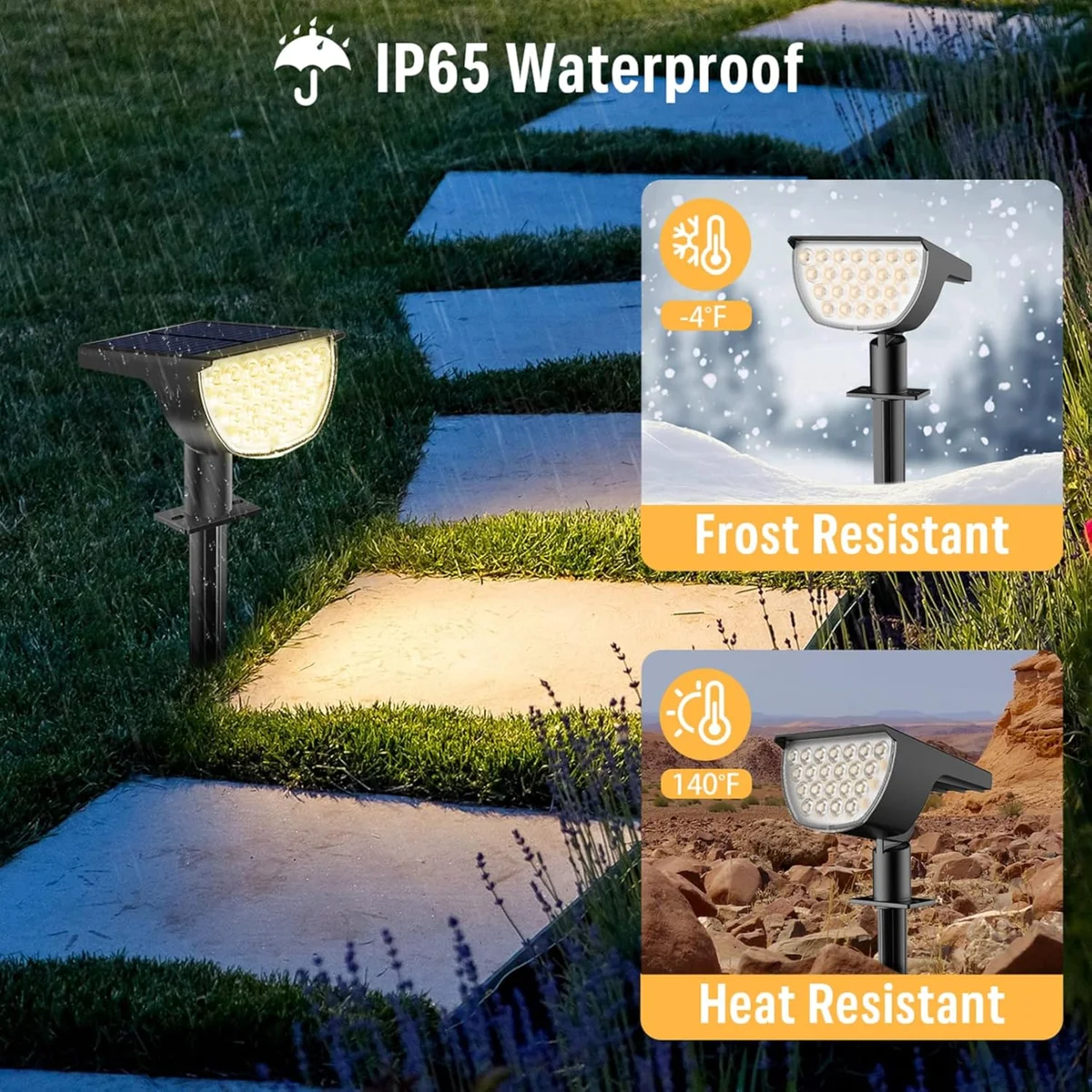 GKGG Solar Spot Lights 76 LED 3 Lighting Modes Waterproof IP65 Warm White New image 3