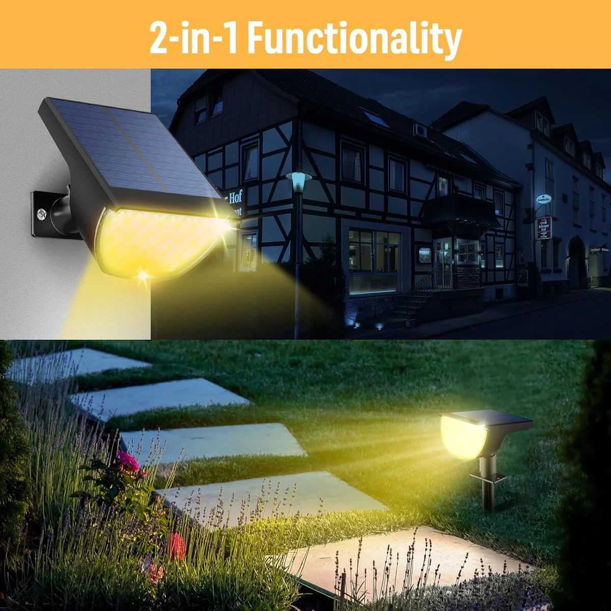 GKGG Solar Spot Lights 76 LED 3 Lighting Modes Waterproof IP65 Warm White New image 4