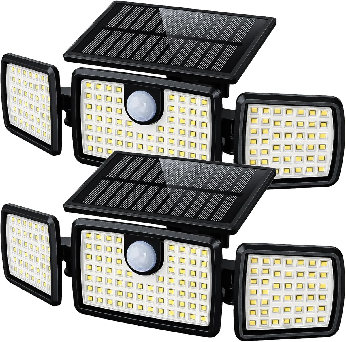 MIHANI Solar Flood Lights Outdoor MHN-S 2500LM Motion Sensor 3 Heads IP65 Waterproof Black New