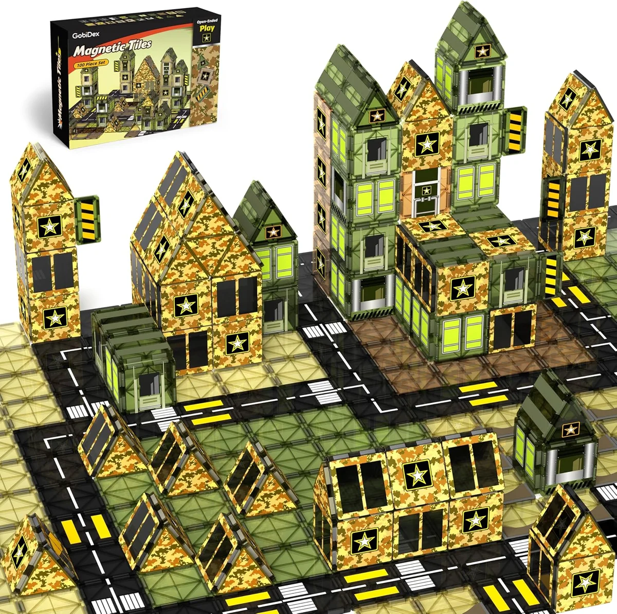 GobiDex 100PCS Army Magnetic Tiles Magnetic Toy Building Block - New
