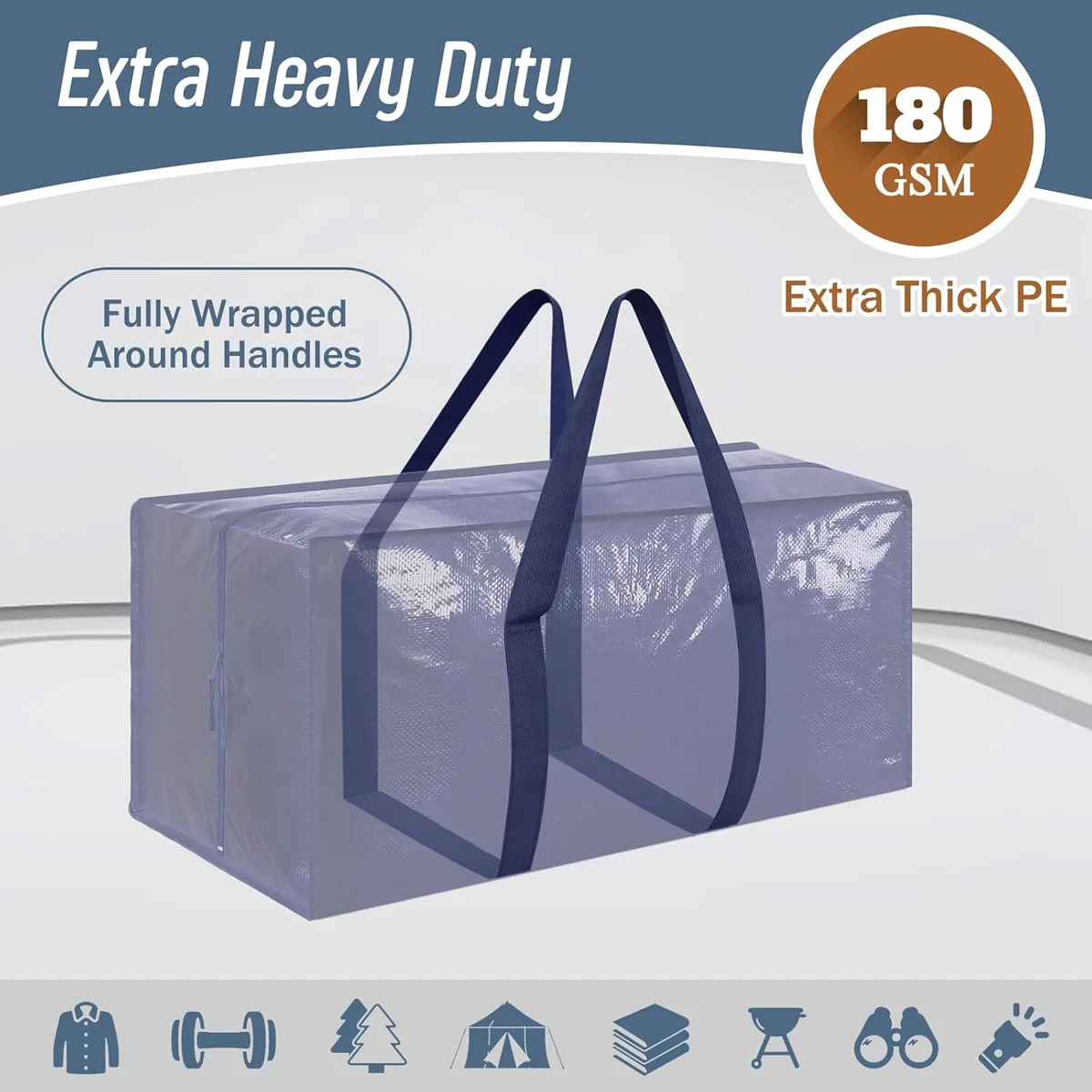 FYGRIP Extra Heavy Duty Large Moving Bags MB24 29"L x 14"W x 13"H Dark Blue New image 2