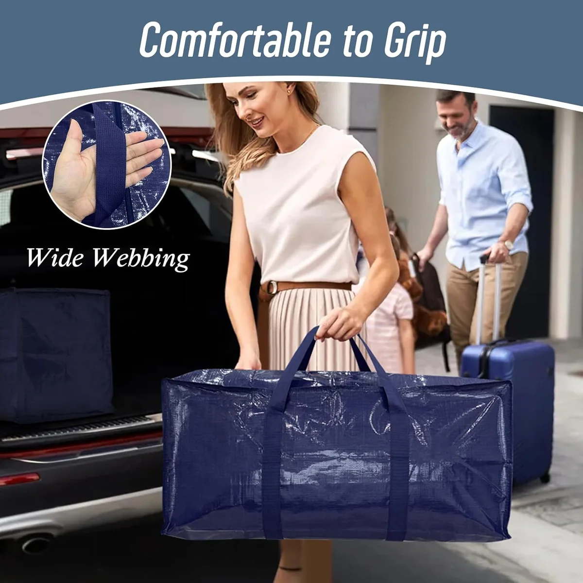 FYGRIP Extra Heavy Duty Large Moving Bags MB24 29"L x 14"W x 13"H Dark Blue New image 6