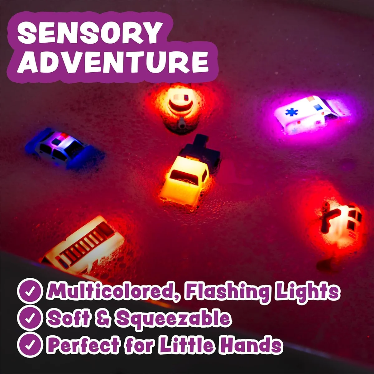 Tub Works Emergency Cars Light Up Bath Toys 22759 Water-Activated Color Changing 6 Pack Emergency – New image 4