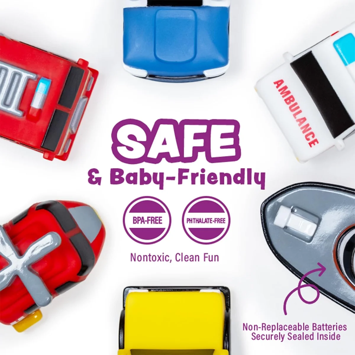 Tub Works Emergency Cars Light Up Bath Toys 22759 Water-Activated Color Changing 6 Pack Emergency – New image 6