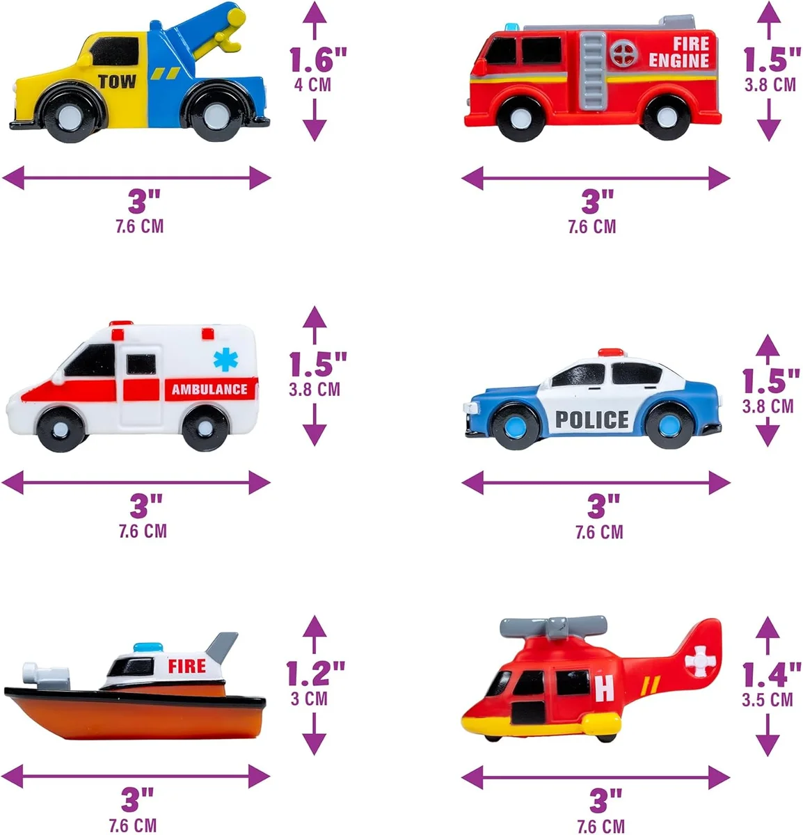 Tub Works Emergency Cars Light Up Bath Toys 22759 Water-Activated Color Changing 6 Pack Emergency – New image 8