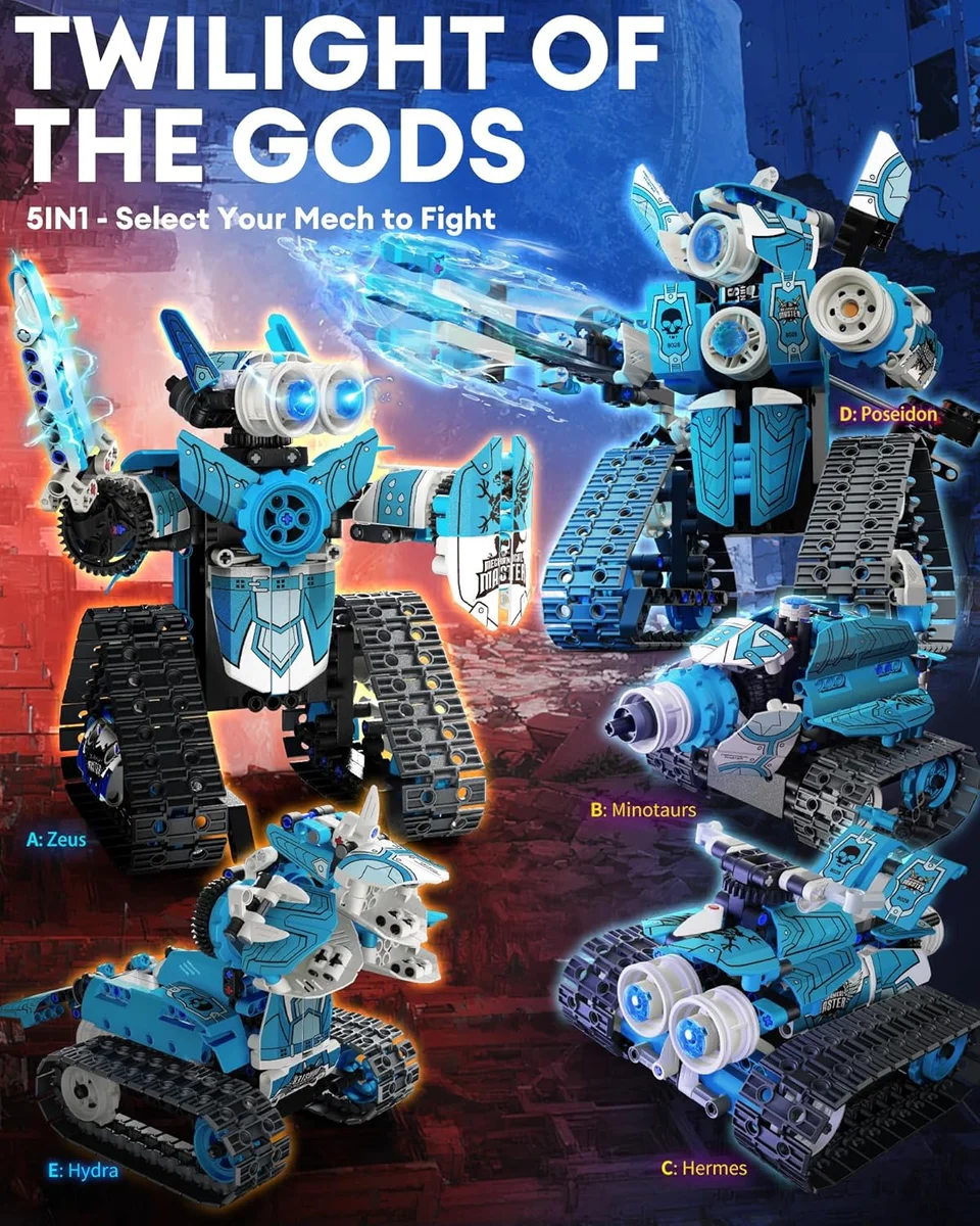 Opmind 5 in 1 STEM RC Robot Building Kit 8028 408PCS Remote Control Blue New image 2