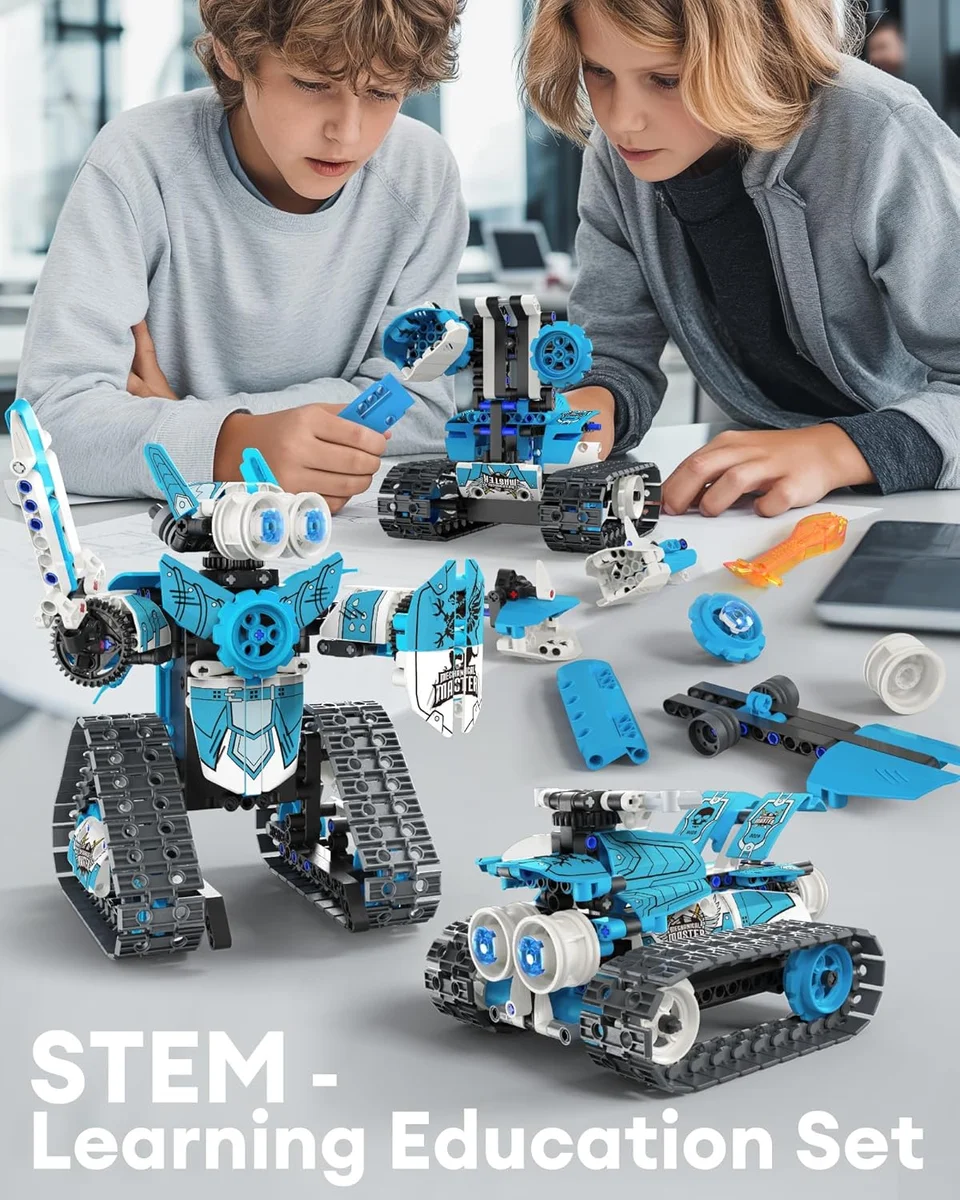 Opmind 5 in 1 STEM RC Robot Building Kit 8028 408PCS Remote Control Blue New image 3