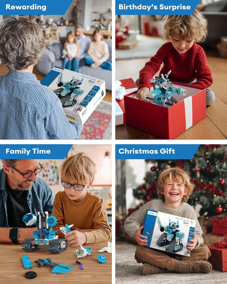 Opmind 5 in 1 STEM RC Robot Building Kit 8028 408PCS Remote Control Blue New image 6