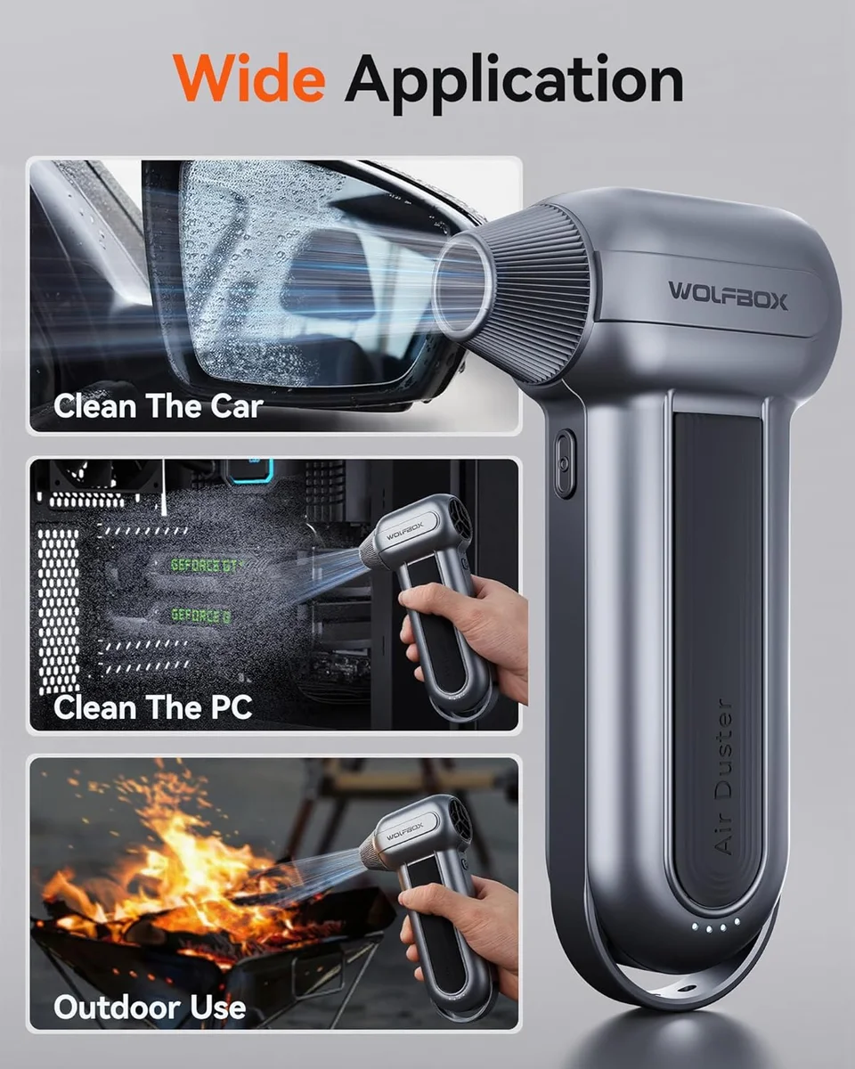 WOLFBOX Electric Air Duster MF100 150000RPM Cordless 3-Gear Adjustable New image 5