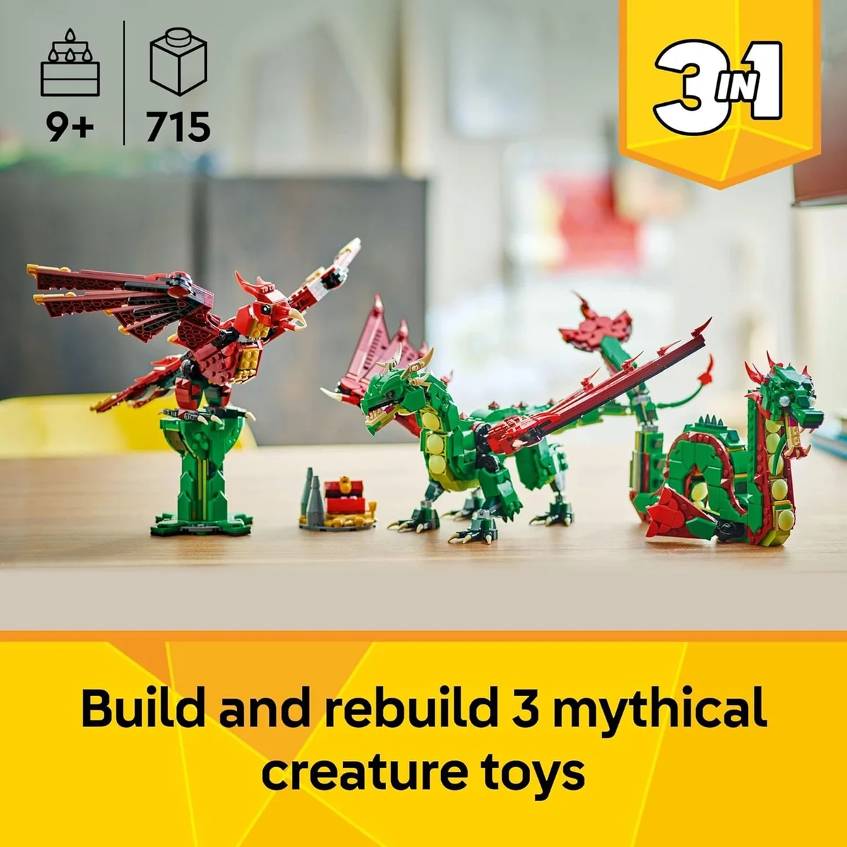 LEGO Creator Medieval Dragon Toy 31161 3 in 1 Build Options Multicolor New image 2