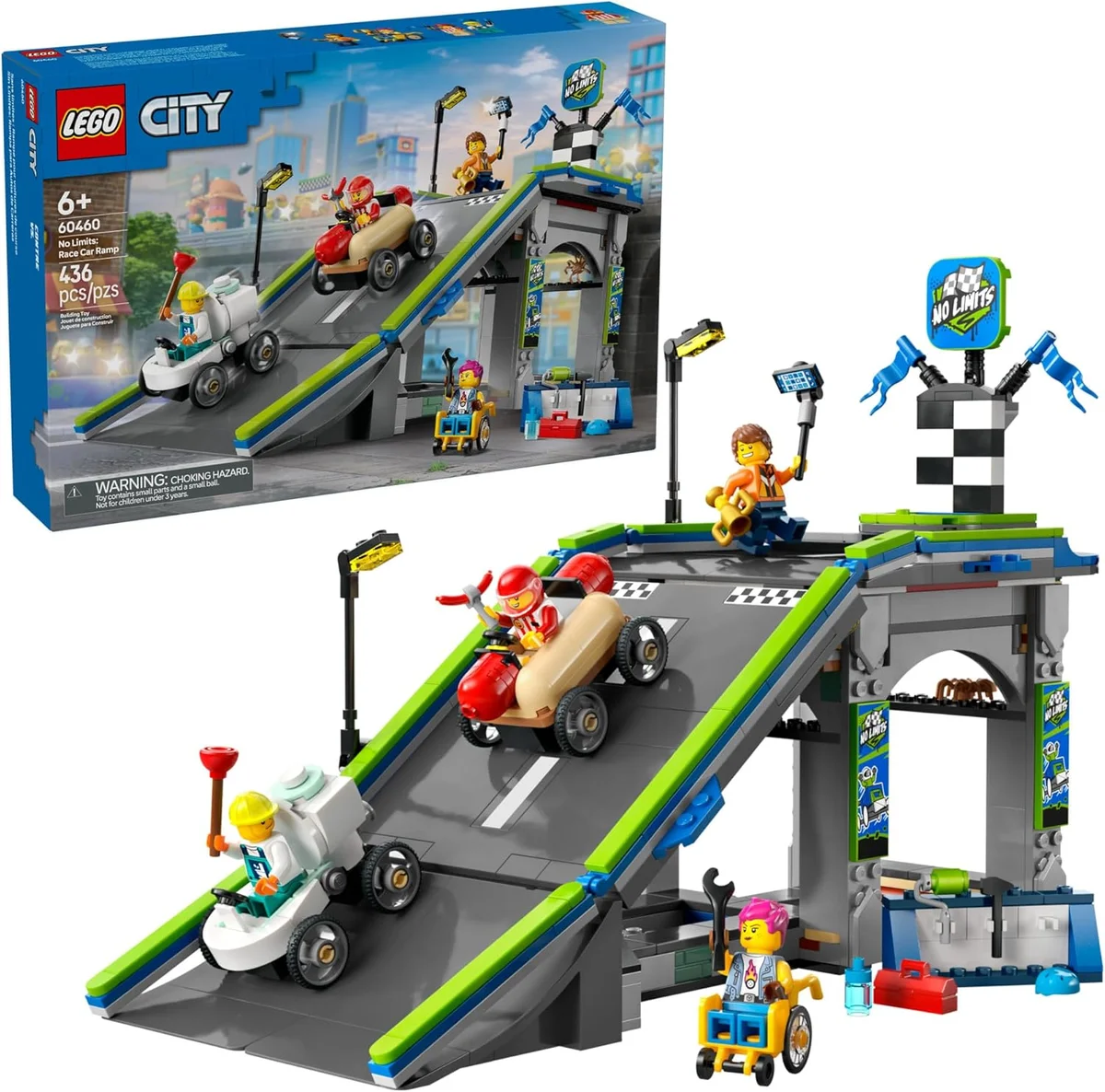 LEGO City No Limits Race Car Ramp Track Toy 60460 436 Pieces Multicolor New