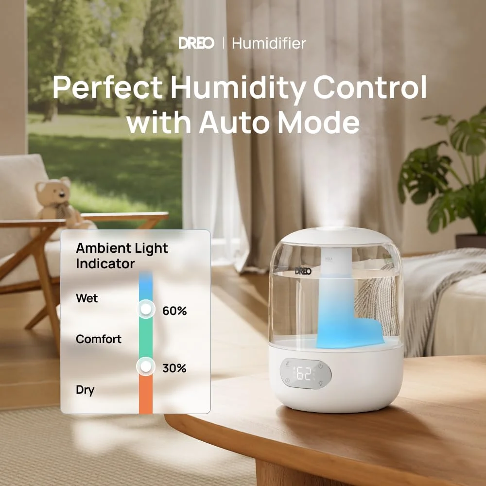 DREO Humidifier for Bedroom DR-HHM006 3L Top Fill 30H Runtime 26dB Quiet Pearl White New image 2