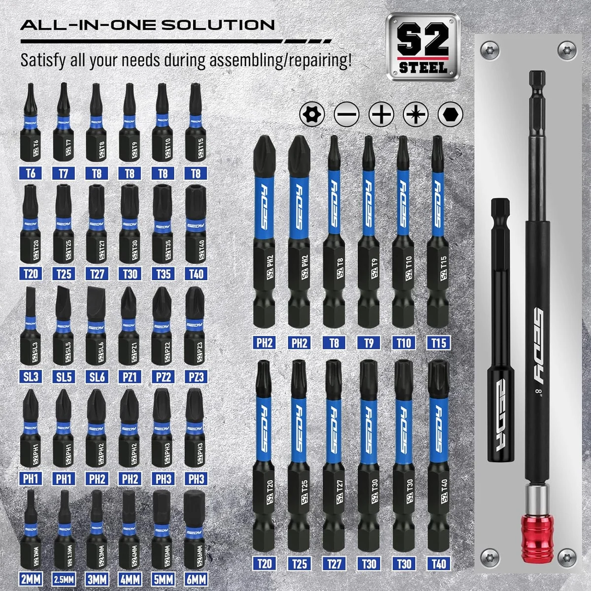 SEDY 80-Piece Premium Magnetic Impact Nut Driver Set 84099 Metric & SAE Multi-Use Kit New image 3
