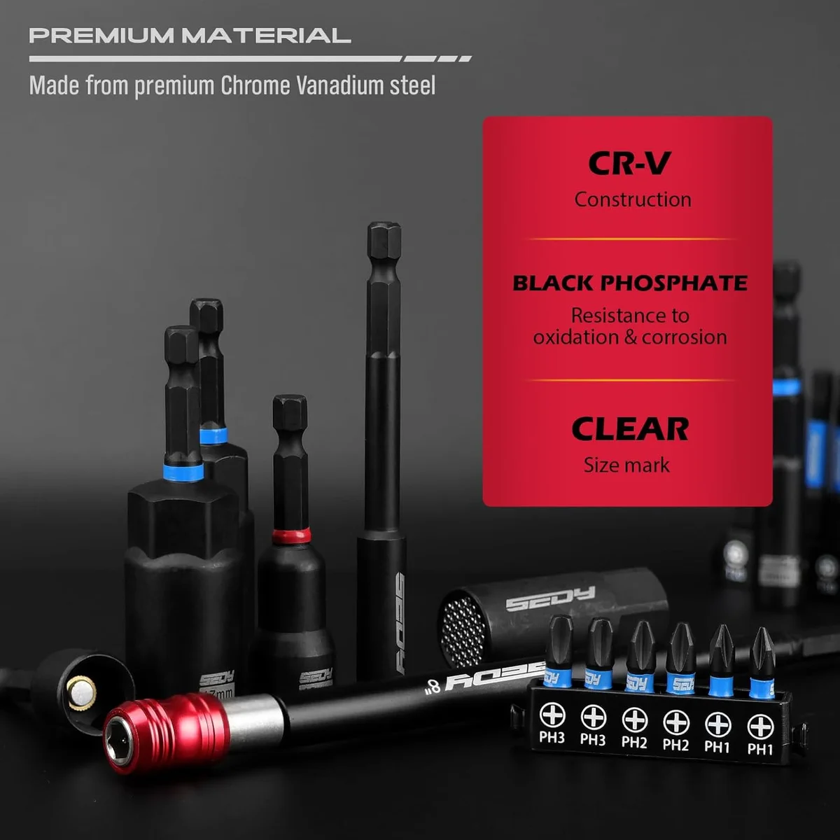 SEDY 80-Piece Premium Magnetic Impact Nut Driver Set 84099 Metric & SAE Multi-Use Kit New image 5