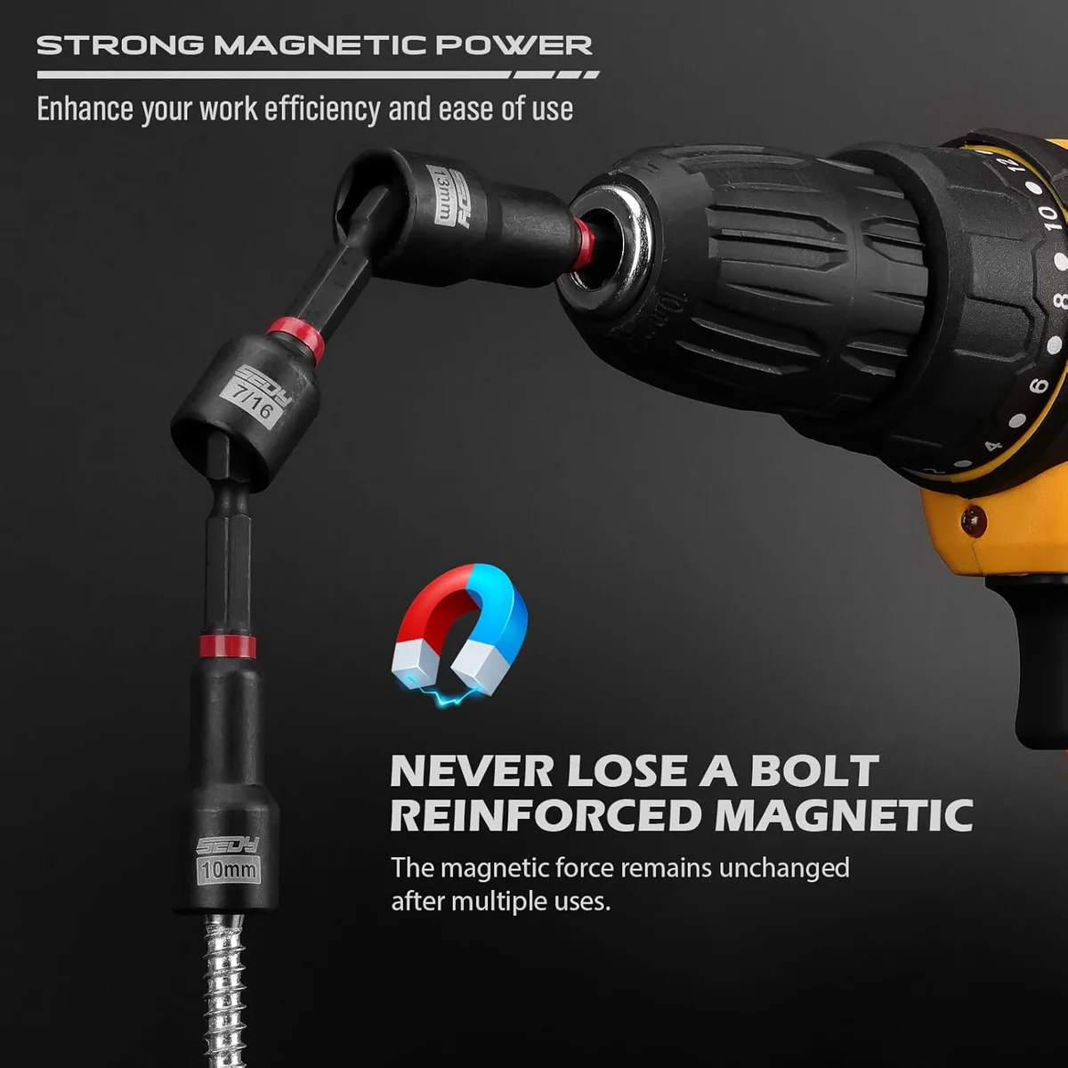 SEDY 80-Piece Premium Magnetic Impact Nut Driver Set 84099 Metric & SAE Multi-Use Kit New image 6