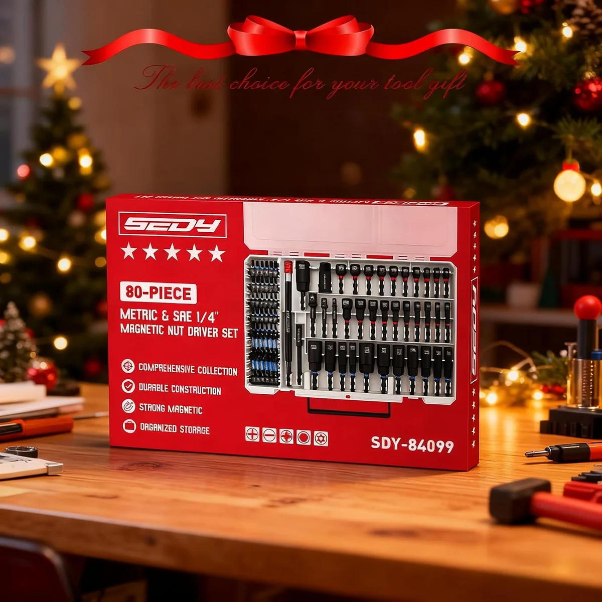 SEDY 80-Piece Premium Magnetic Impact Nut Driver Set 84099 Metric & SAE Multi-Use Kit New image 9