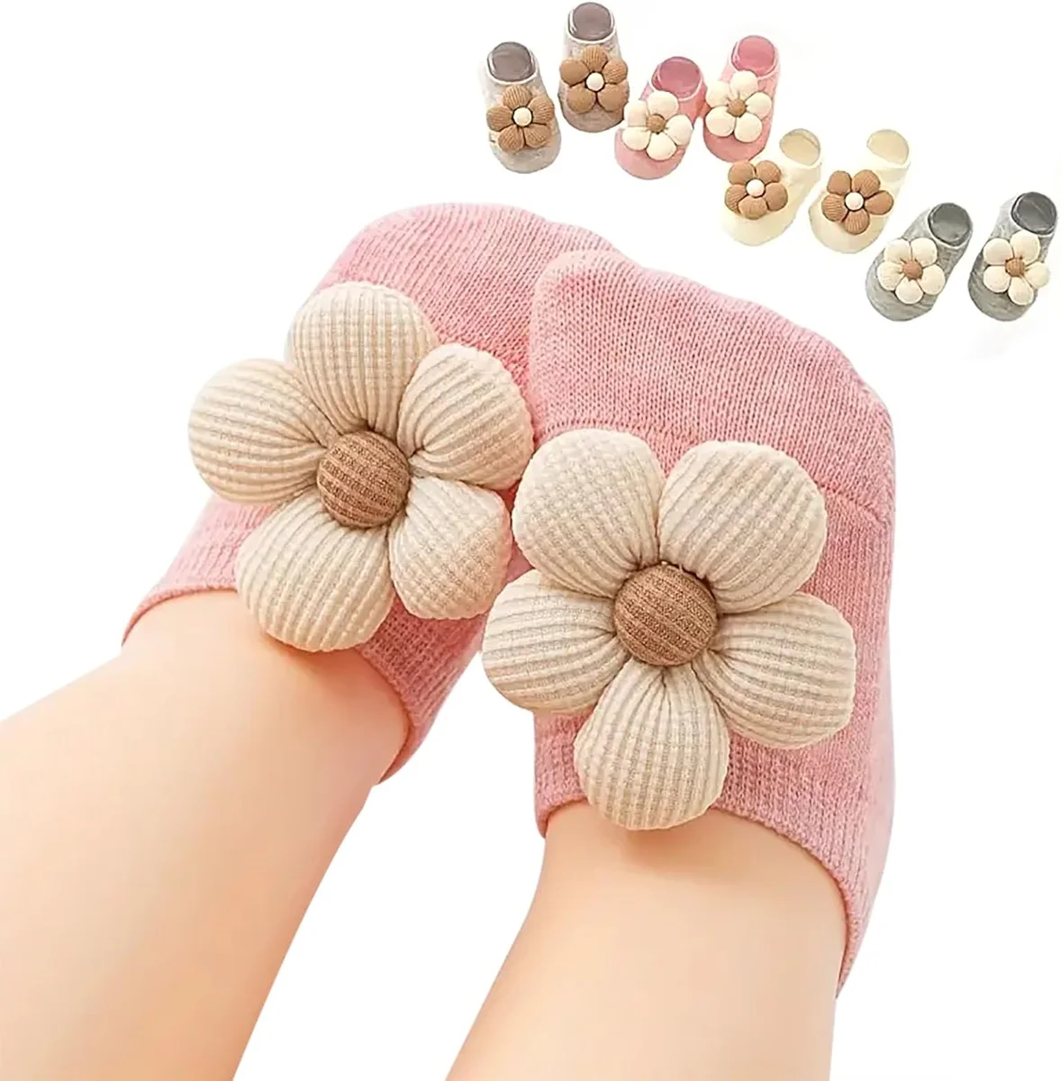 KEAINVRN Baby Girls Socks Flower Non-Slip Grips Low Cut Ankle Socks Multicolor New
