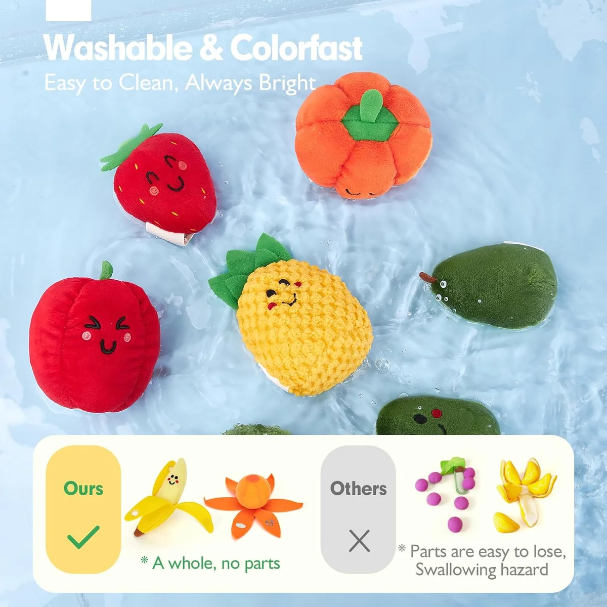 hahaland Baby Sensory Toys - My First Fruit Vegetable Color Sorting Play Food 16 PCS Plush - Multi Color - New image 7
