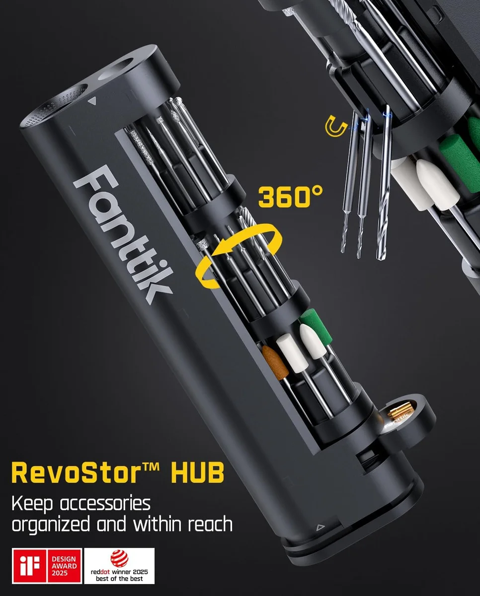 Fanttik F2 Master Mini Cordless Rotary Tool Kit NeoPulse Motor 25000 RPM Gray New image 4